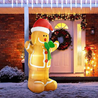 Homcom 6ft Christmas Inflatable Gingerbread Man