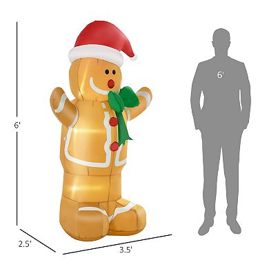 Homcom 6ft Christmas Inflatable Gingerbread Man