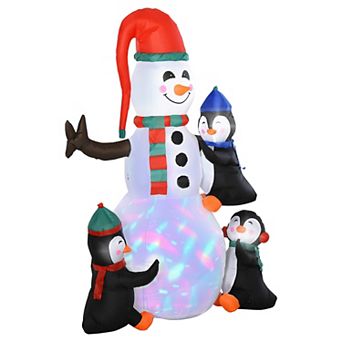 Homcom 6' Christmas Inflatables Outdoor Decorations Snowman With Penguins