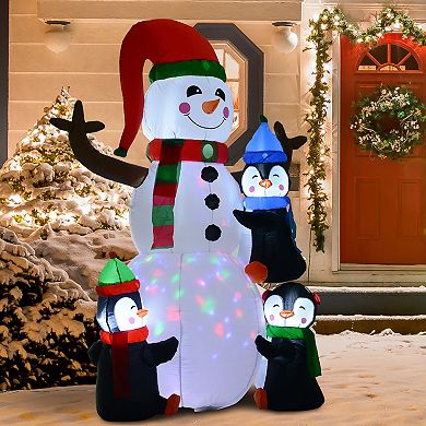 Homcom 6' Christmas Inflatables Outdoor Decorations Snowman With Penguins