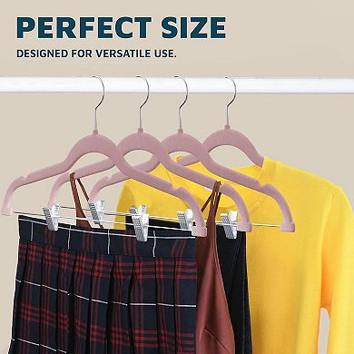 Lifemaster Velvet Skirt Hangers with Clips, 360° Swivel Hook, Non-Slip Notch, Pack of 10