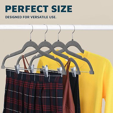 Lifemaster Velvet Skirt Hangers with Clips, 360° Swivel Hook, Non-Slip Notch, Pack of 20