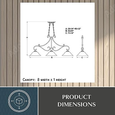 Monrovia 3L Brushed Nickel Linear Island Pendant Light Fixture White Glass