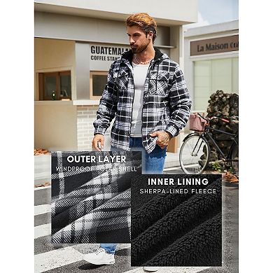 Men’s Warm Plaid Flannel Hooded Jacket