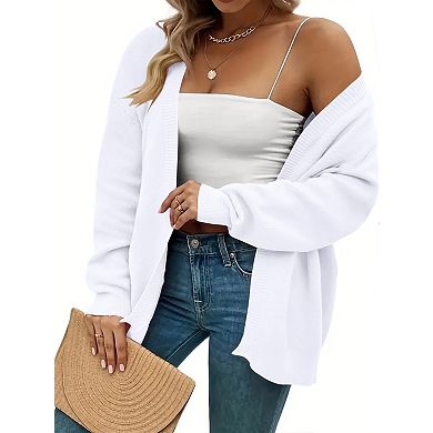 Women's Plus Size Open Front Knit Cardigan Long Sleeve Chunky Oversized Sweater