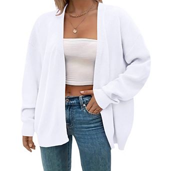 Women's Plus Size Open Front Knit Cardigan Long Sleeve Chunky Oversized Sweater