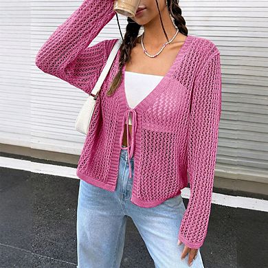 Womens Lightweight Crochet Cardigan
