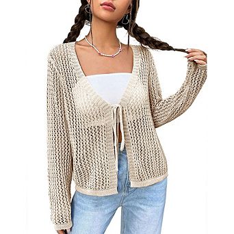 Womens Lightweight Crochet Cardigan