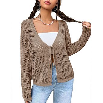 Womens Lightweight Crochet Cardigan