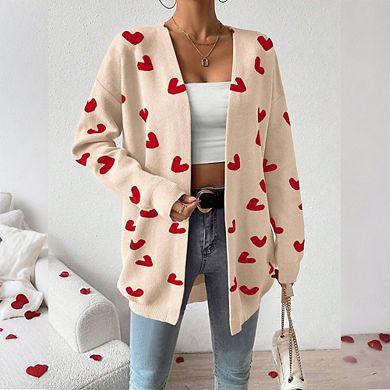 Womens Cute Heart Cardigans