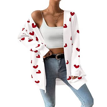 Womens Cute Heart Cardigans