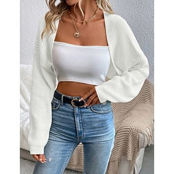 Women's Bolero Shrug Long Sleeve Open Front Cardigan Knit Crop Sweater