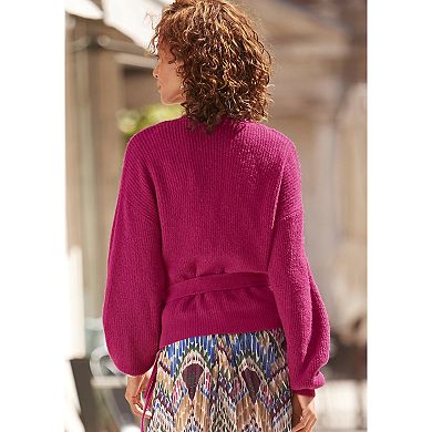 Lascana Women's Ribbed Wrap Look Sweater