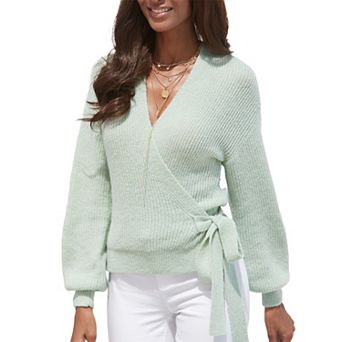 Lascana Women's Ribbed Wrap Look Sweater