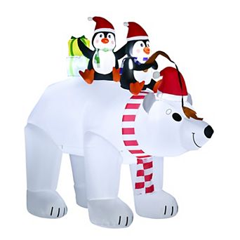 7 Ft Light Up Polar Bear & Penguins Led Lighted Christmas Inflatable Decoration