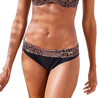 Lascana Women's Leopard Print Fold Over Bikini Bottom