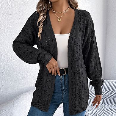 Women's Longline Open Front Cardigan Long Sleeve Cover Up