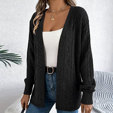 Women's Longline Open Front Cardigan Long Sleeve Cover Up