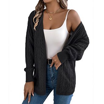 Women's Longline Open Front Cardigan Long Sleeve Cover Up