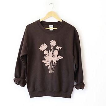 S.W.Smiley Pink Flower Silohuette - Women's Graphic Sweatshirt