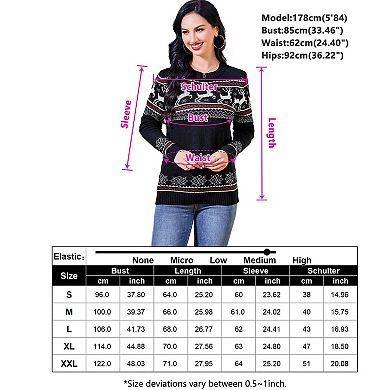 Women's Christmas Sweater Crewneck Long Sleeve Knit Holiday Party Pullover Top