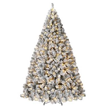 IDEALHOUSE 6ft Pre-Lit Snow Flocked Fraser Fir Artificial Christmas Tree