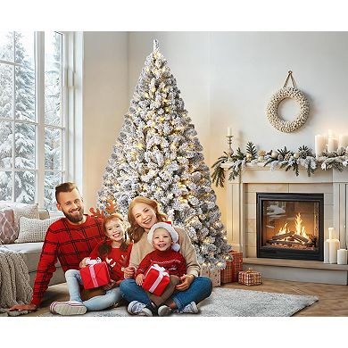 IDEALHOUSE 6ft Pre-Lit Snow Flocked Fraser Fir Artificial Christmas Tree