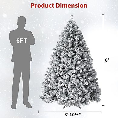 IDEALHOUSE 6ft Pre-Lit Snow Flocked Fraser Fir Artificial Christmas Tree