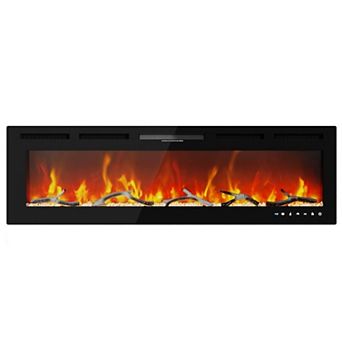 Fancihabor 60 in Electric Fireplace Wall Mounted Smart WiFi Alexa 1500W Log Crystal Black