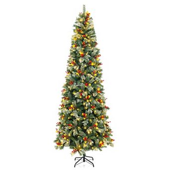 Gymax 5 /7.5/9FT Artificial Xmas Tree w/ 453/1096/1416 Branch Tips 230/460/560 Warm White LED Lights