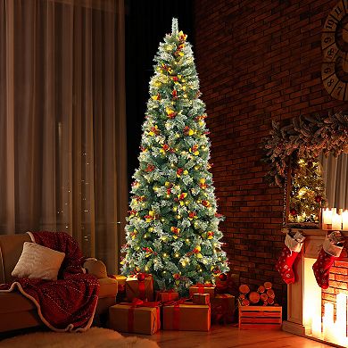 Gymax 5 /7.5/9FT Artificial Xmas Tree w/ 453/1096/1416 Branch Tips 230/460/560 Warm White LED Lights