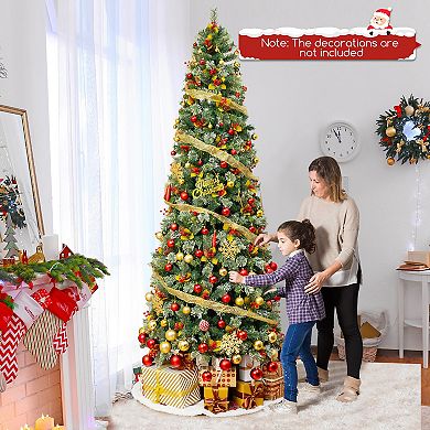 Gymax 5 /7.5/9FT Artificial Xmas Tree w/ 453/1096/1416 Branch Tips 230/460/560 Warm White LED Lights