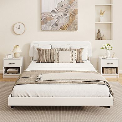 Gymax Two PCS Nightstand w/ Drawer Side Table w/ Slide-out Drawer Open Storage Shelf