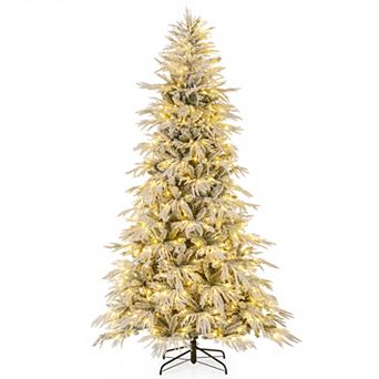 Gymax 6/7/8 FT Artificial Christmas Tree w/820/1108 PE PVC Branch Tips & 250/340/450 LED Lights