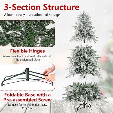 Gymax 6/7/8 FT Artificial Christmas Tree w/820/1108 PE PVC Branch Tips & 250/340/450 LED Lights