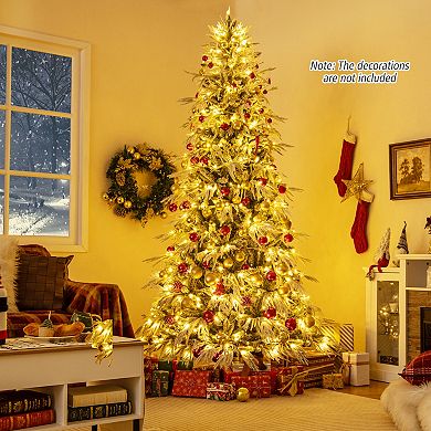 Gymax 6/7/8 FT Artificial Christmas Tree w/820/1108 PE PVC Branch Tips & 250/340/450 LED Lights
