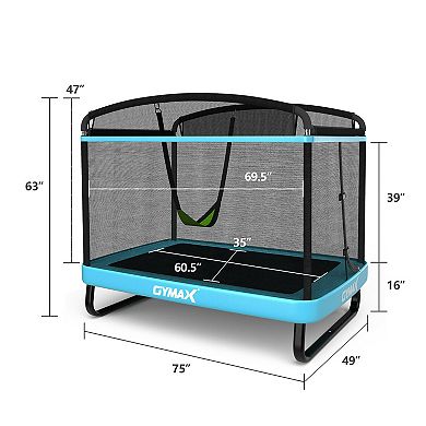 Gymax Recreational Kids Trampoline w/ Swing Safety Enclosure Indoor/Outdoor