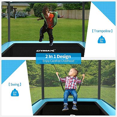Gymax Recreational Kids Trampoline w/ Swing Safety Enclosure Indoor/Outdoor