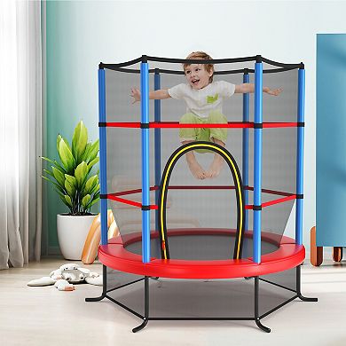 Gymax Kids Recreational Trampoline w/ Enclosure Net Toddler