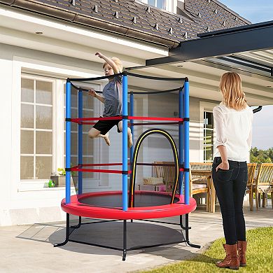 Gymax Kids Recreational Trampoline w/ Enclosure Net Toddler