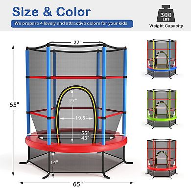 Gymax Kids Recreational Trampoline w/ Enclosure Net Toddler
