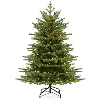 Gymax 5/6/7 FT Artificial Christmas Tree w/ 1426/2116/3156 Lush PVC & PE Tips 200/300/400 LED Lights