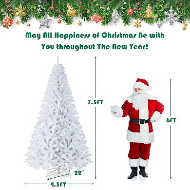 Gymax 6/7.5/9ft White Christmas Tree Classic Pine Tree PVC Material Thicken Tips