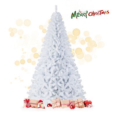 Gymax 6/7.5/9ft White Christmas Tree Classic Pine Tree PVC Material Thicken Tips