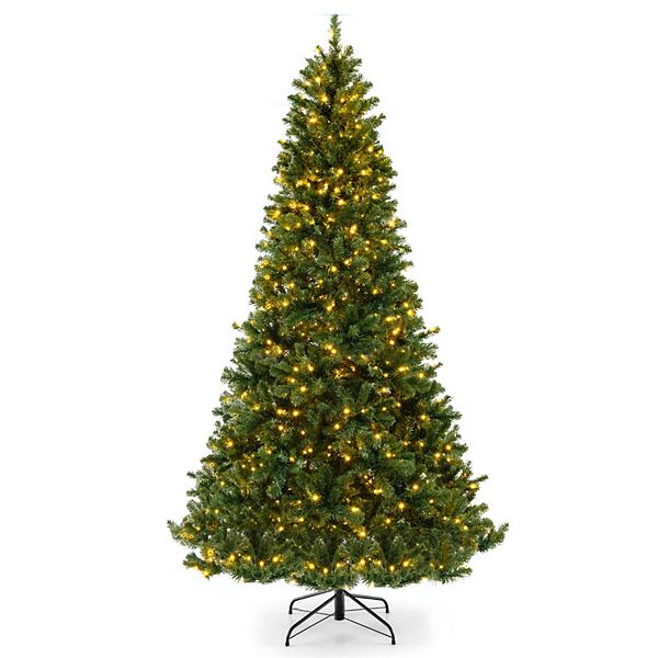Gymax 6/7/8 FT Pre-Lit XmasTree Hinged Xmas Tree w/ 821/1188/1498
