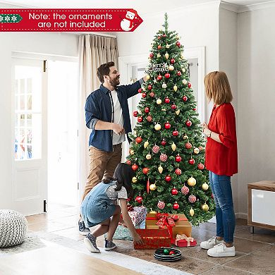 Gymax 6/7/8 FT Pre-Lit XmasTree Hinged Xmas Tree w/ 821/1188/1498 BranchTips & 560/700/880 LEDLights
