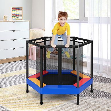Gymax 48'' Hexagonal Kids Trampoline Recreational Bounce Jumper W/Foam Padded Handrails