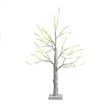 Gymax 4/5/6 FT Pre-lit White Birch Tree Artificial Twig Birch Tree Christmas Decor