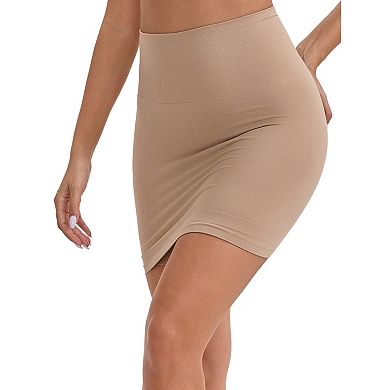 Women's Half Slip with Leggings Hip-Lifting Tummy Control High-Waisted Above Knee Tight Underskirt