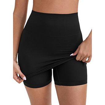 Women's Half Slip with Leggings Hip-Lifting Tummy Control High-Waisted Above Knee Tight Underskirt